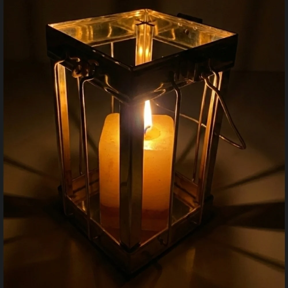 Brass Vintage Lantern With Candle